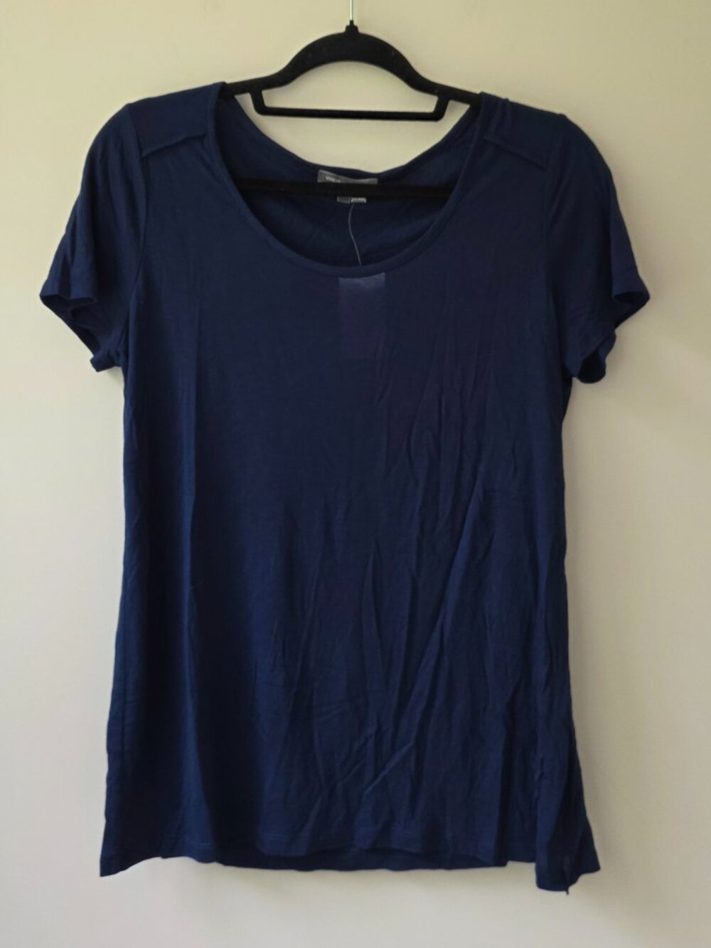 VINCE Luxury Crewneck Short Sleeve Tee Shirt | Small | Navy Blue Rayon NWT